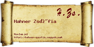 Hahner Zsófia névjegykártya